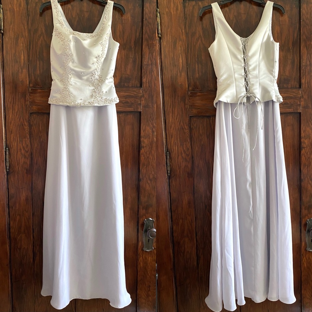 GRAY BEADED CORSET DRESS